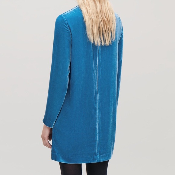 COS silk blend velvet long sleeve shift dress with pockets NWT - Picture 2 of 10